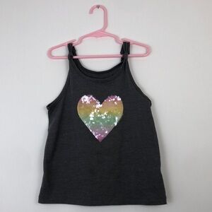 Cat & Jack tank top gray with sequin heart 6/6X
